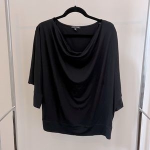Eileen Fisher Black Cowl Neck Drape Neck Top in Medium 3/4 Sleeves —New w/o Tags